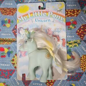Vintage My Little Pony Unicorn *Sunbeam* with Original Backing Board